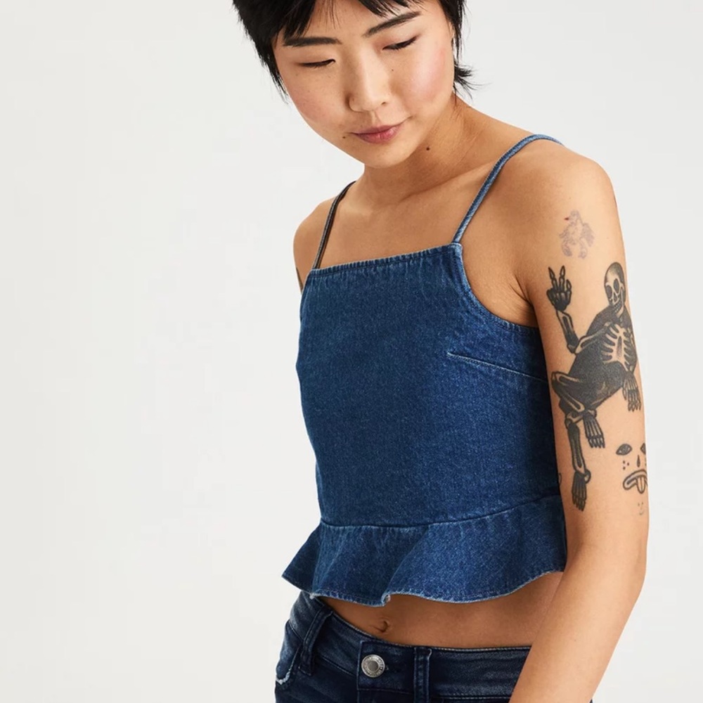 American Eagle chambray crop top